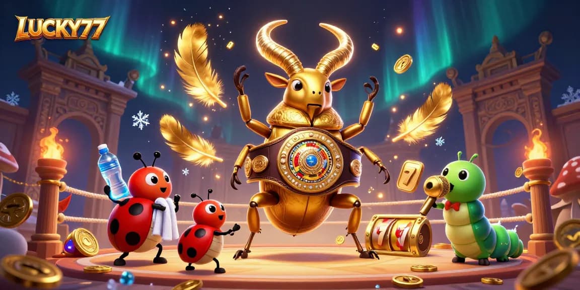 Experience thrilling luck and excitement with LUCKY77's captivating casino scene featuring engaging combat elements.
