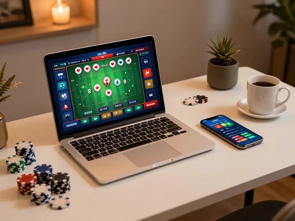 Xóc đĩa gameplay on a laptop screen highlighting strategic betting options in a cozy home setting.