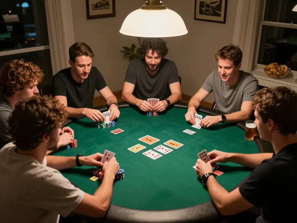 Players enjoying an exciting poker game with sunwinapk strategy in a warm home atmosphere.