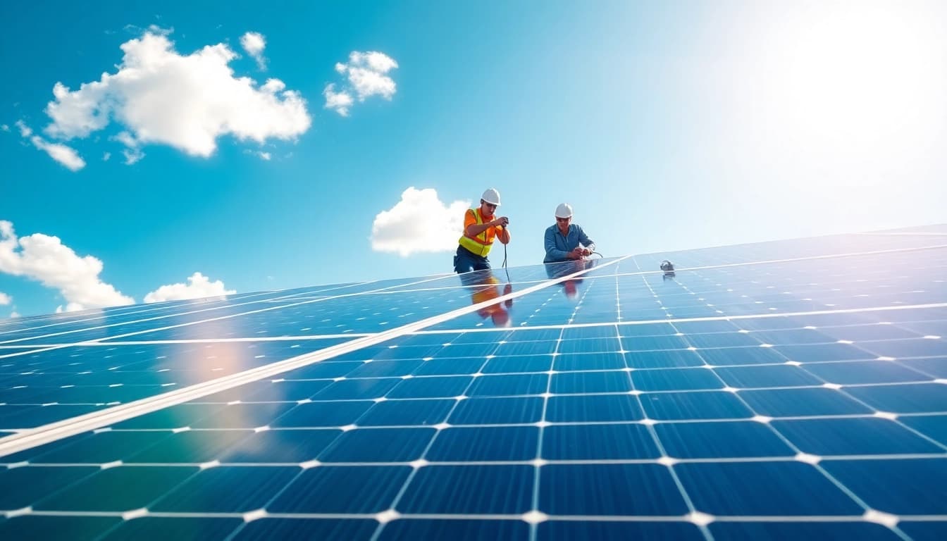 Installation of commercial solar panels Lincoln by expert technicians showcasing quality and professionalism.