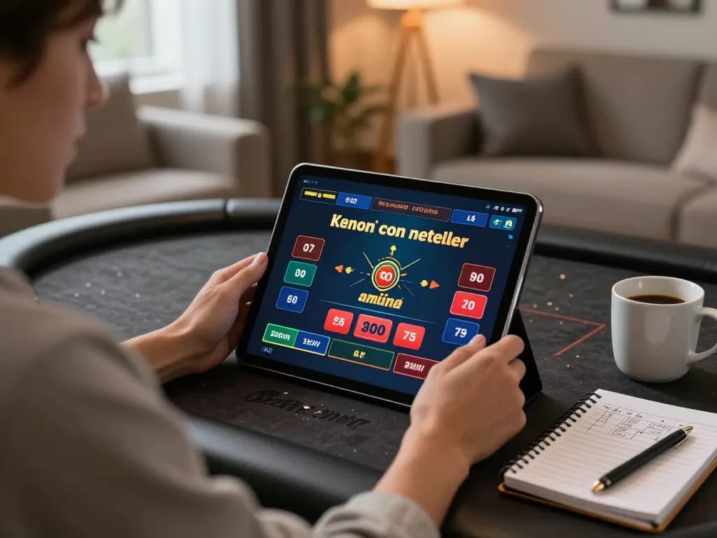Engaging in online gambling at a cozy home setup with casinò online non aams con neteller on tablet.