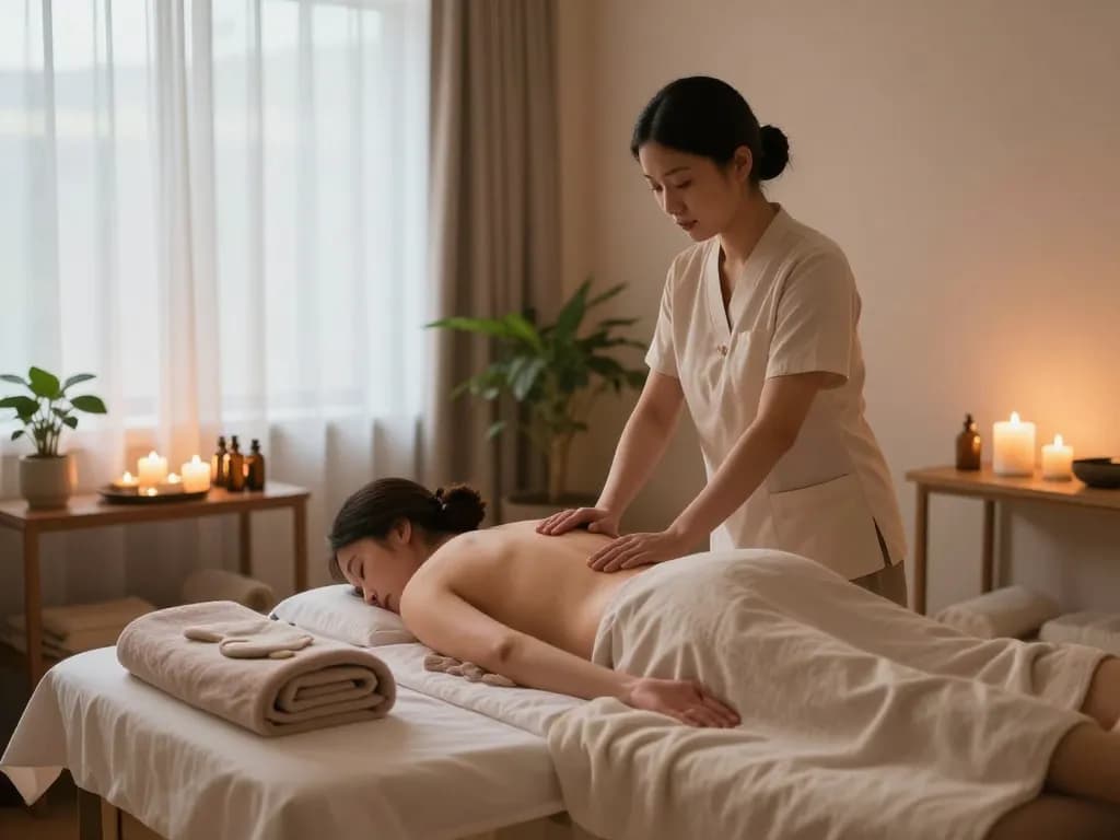 Tranquil 부전동마사지 spa scene with calming ambiance and essential oils.
