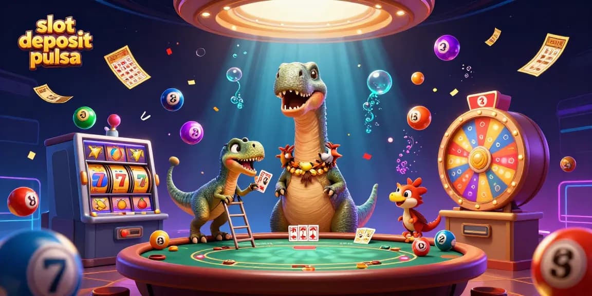 Menggali keseruan slot deposit pulsa, dengan raptor cerdas dan dinosaurus bermain di kasino.