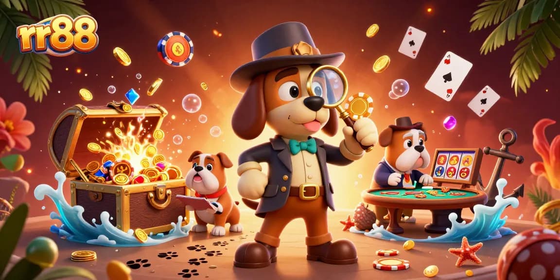 Join rr88 for thrilling casino gameplay with a bloodhound detective and treasure clues!