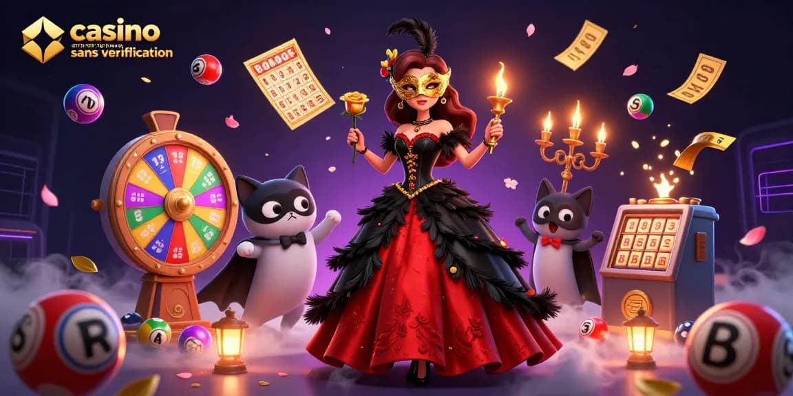 Interagissez avec un gameplay dynamique au casino en ligne sans vérification présentant des éléments de loterie colorés.