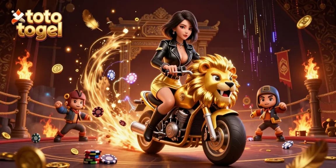 Rasakan kemenangan dengan toto togel sambil menaiki singa emas melalui pemandangan kasino yang mewah.