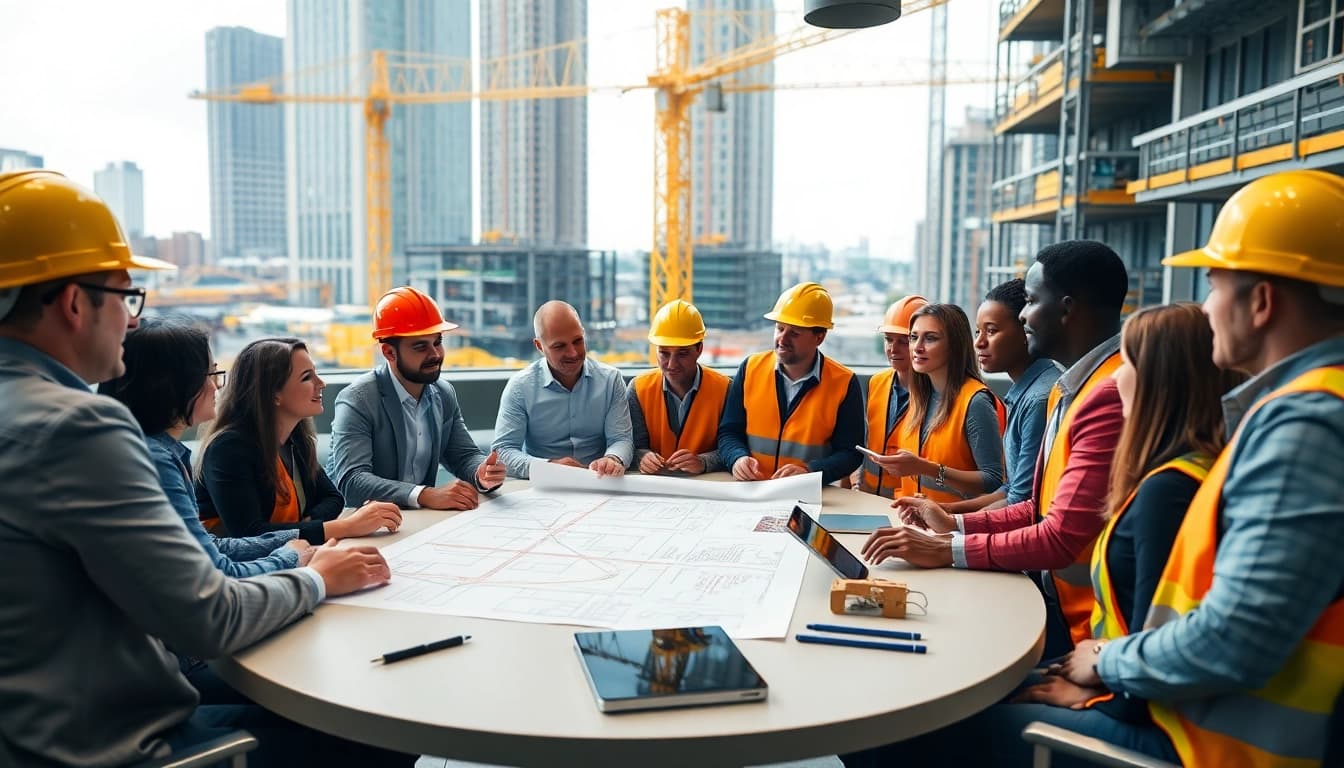 Engaging construction networking events showcasing professionals sharing insights and ideas.
