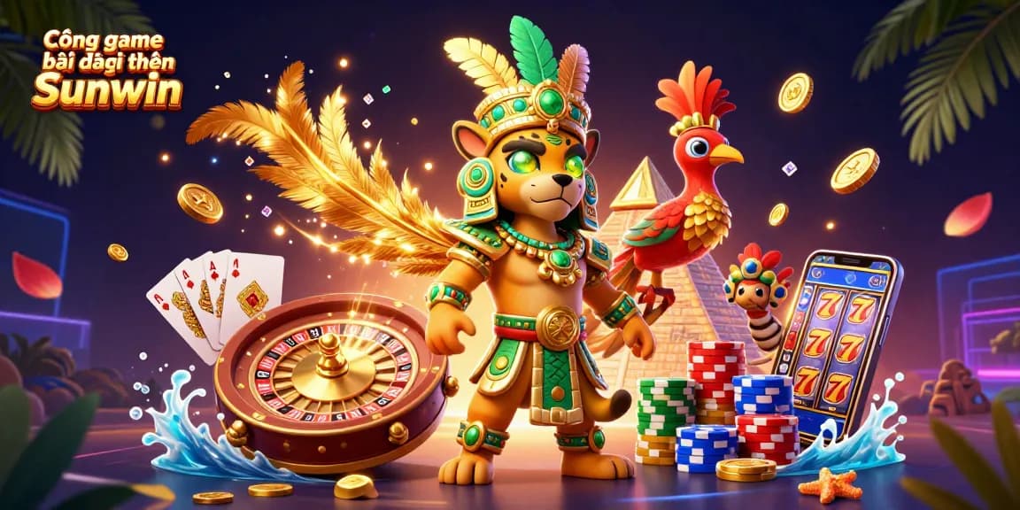 Cổng game bài đổi thưởng Sunwin showcases vibrant gaming elements and dazzling colors in a captivating scene.