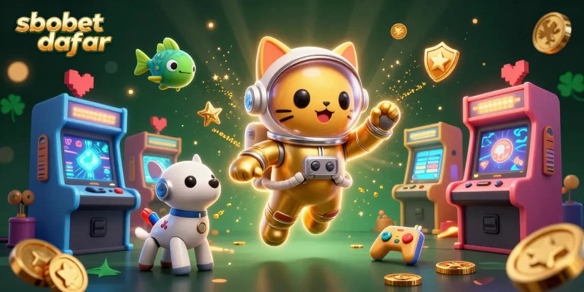 Place your bets with sbobet daftar in a vibrant 3D casino scene featuring unique characters and elements.