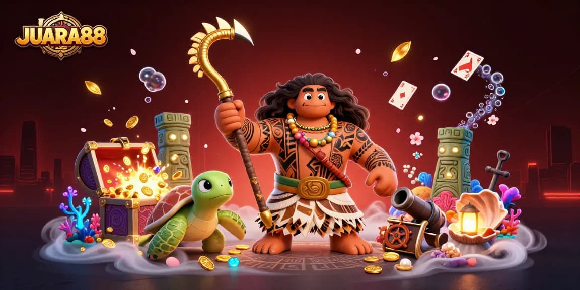 Experience the vibrant gaming world of JUARA88 with dynamic characters and exciting treasures!