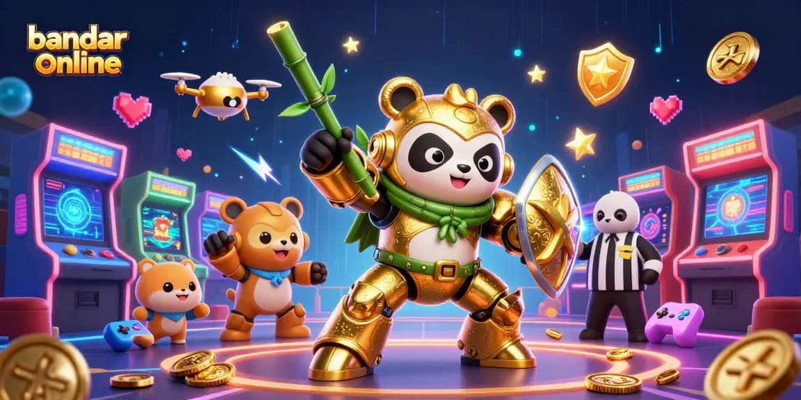 Experience excitement at bandar slot online with vibrant games, flashing lights, and thrilling characters.
