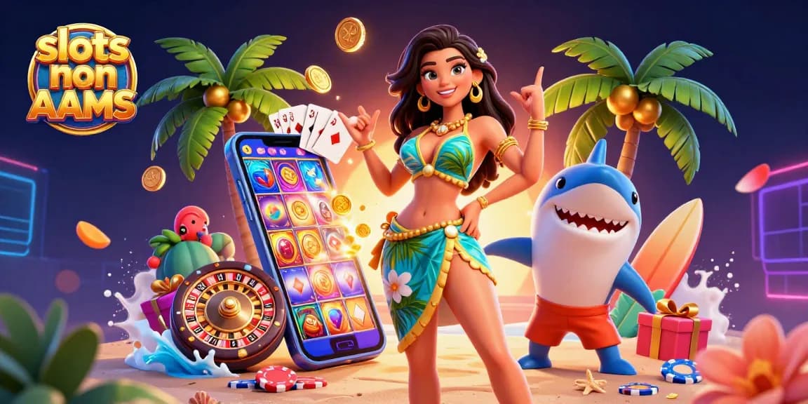 Gioca a emozionanti slots non AAMS con visuali vivaci e animazioni mozzafiato in una vivace scena di casinò.
