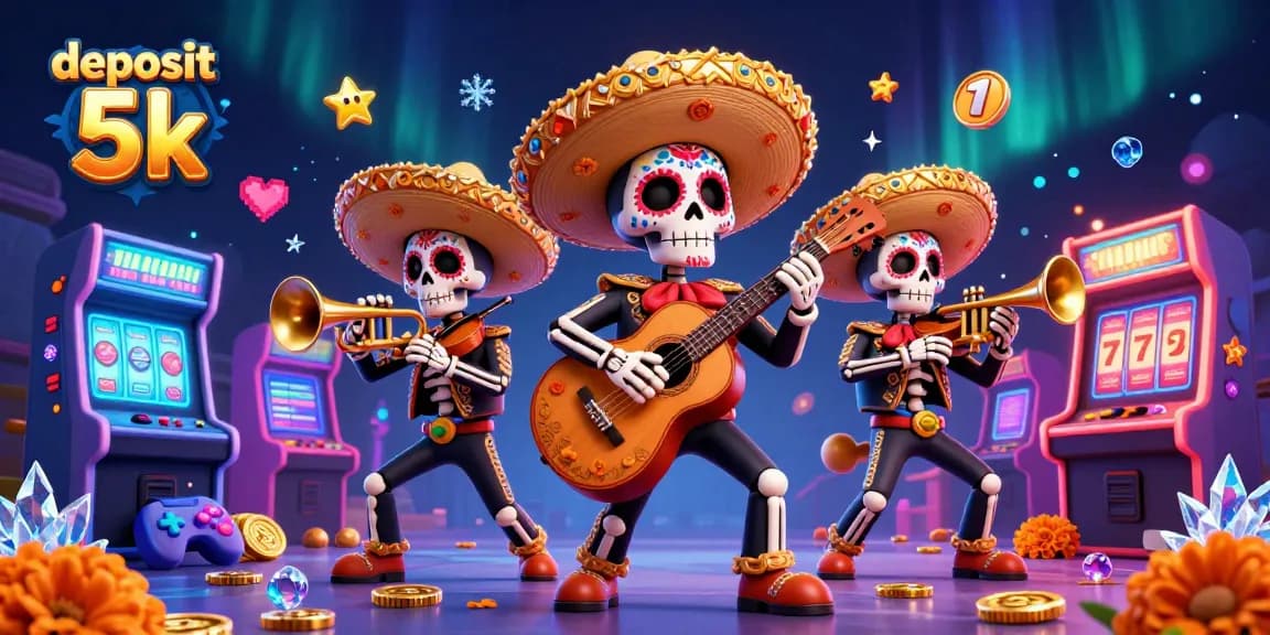 Engage in thrilling fun with deposit 5k slots through vibrant 3D mariachi skeletons.