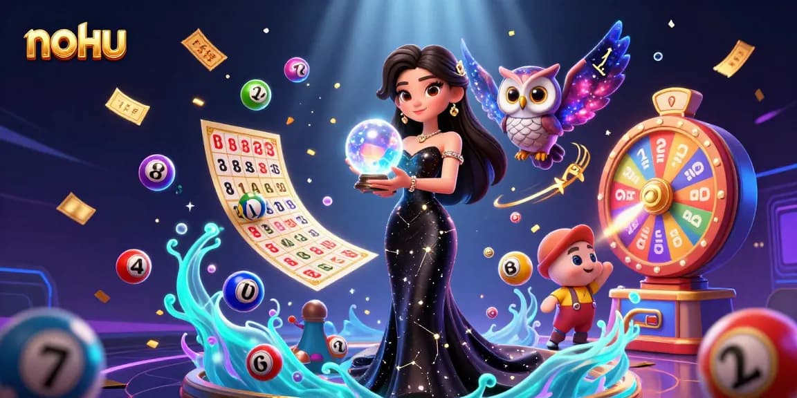 Experience the thrill of nohu with captivating lottery balls and vibrant casino elements.