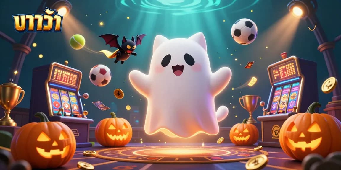 Engage in exciting บาคาร่า gameplay with ghostly characters and animated casino elements.