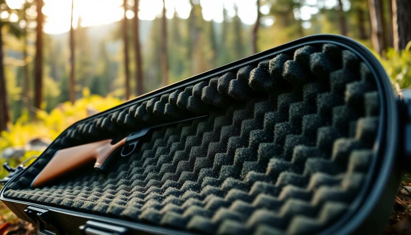 Foam for rifle case providing superior protection in an outdoor setting.