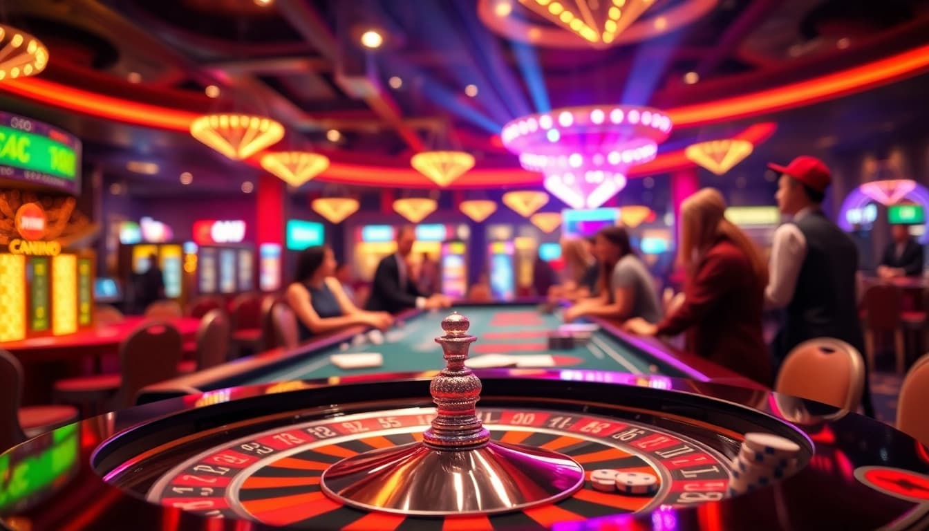 Pinco Casino ekspert reyi ilə oyunçuların əyləncəli anlarını paylaşdığı kazino atmosferi.