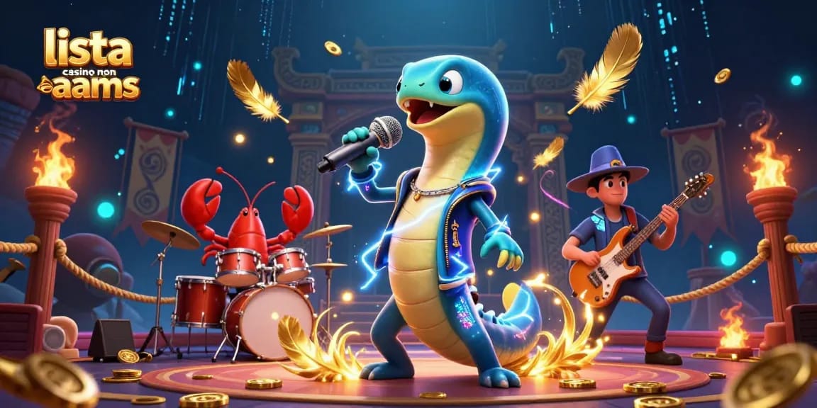 Scopri la lista casino non aams con un'elettrizzante illustrazione di un'anguilla DJ sul palco sottomarino.