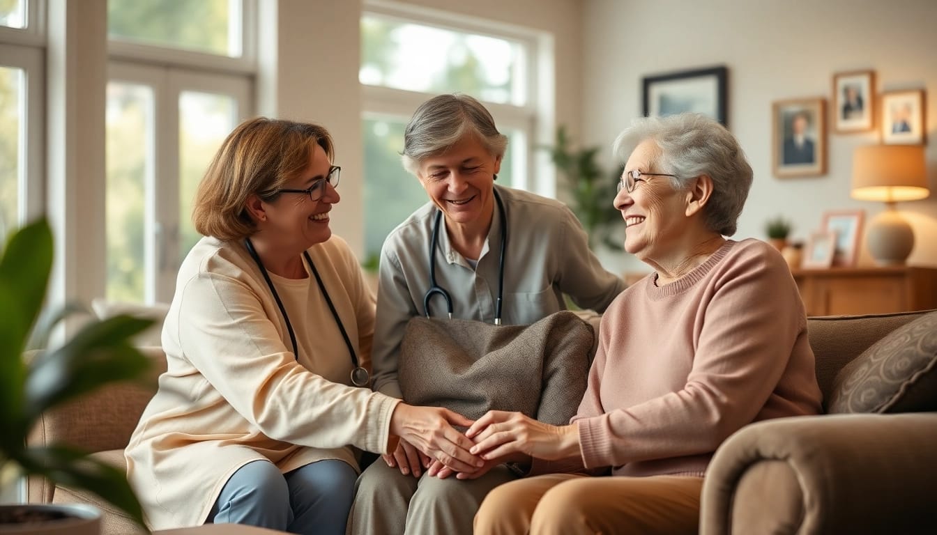 Caregivers providing austin senior home care services in a warm and inviting environment.