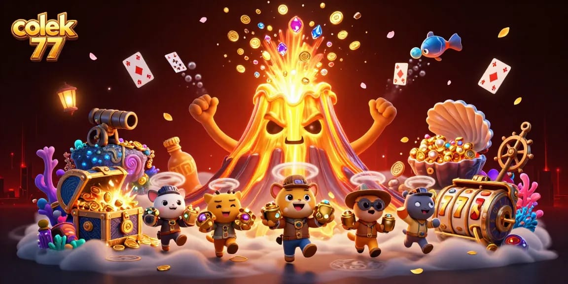 Engage in thrilling gaming action with colek 77 as the golden volcano erupts treasure!