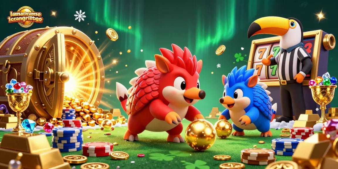 lamatracamexicangrilltogo pangolins roll golden balls through poker chips in a vibrant casino scene