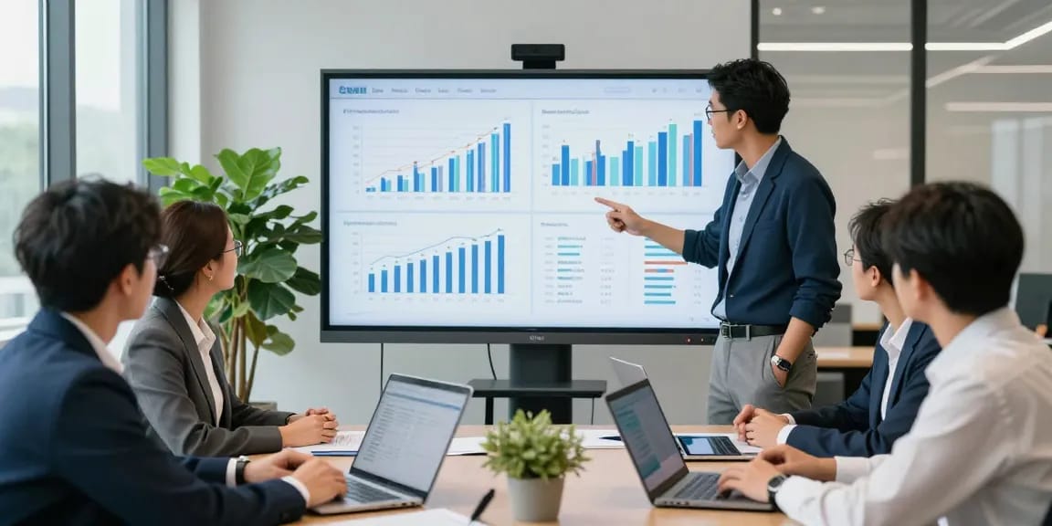 Business professionals engaged in asset tracing strategies in a modern office setting.