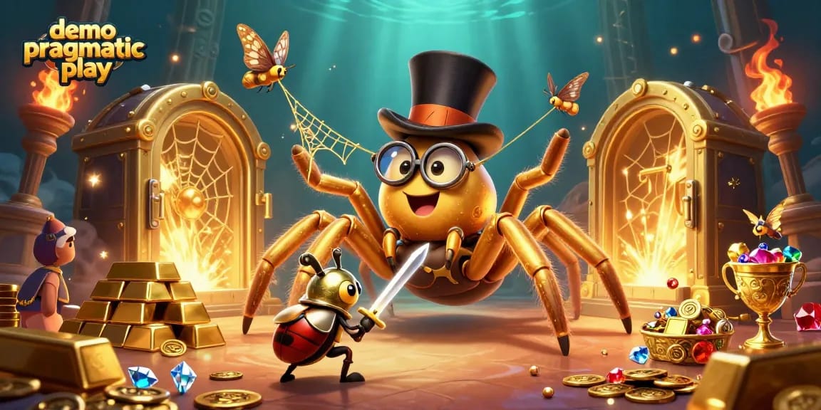 Spin the reels with demo pragmatic play slots amidst a vibrant casino scene filled with treasures.