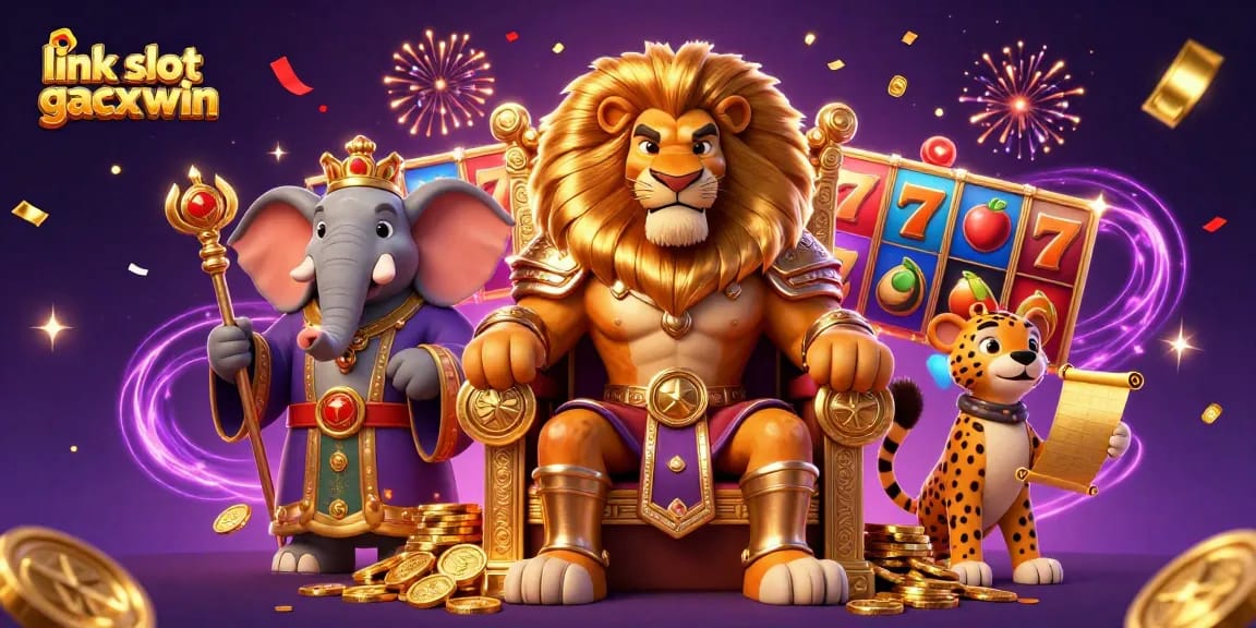Menangkan besar dengan link slot gacor maxwin dalam pemandangan kasino yang penuh warna ini yang menampilkan elemen slot yang menarik.