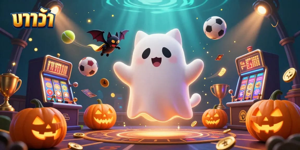 Engage in exciting บาคาร่า gameplay with ghostly characters and animated casino elements.