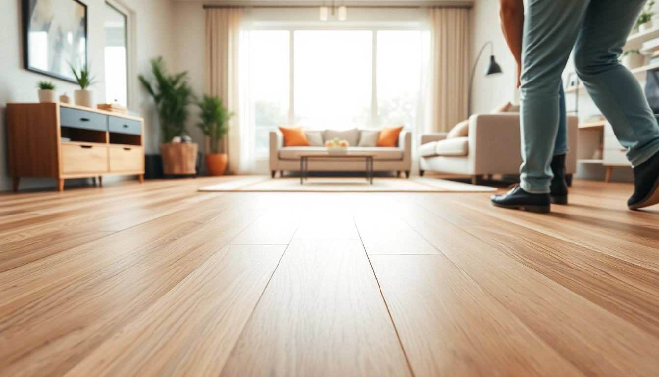 Admiring the beauty of flexible vinyl plank flooring in a cozy living room setting.