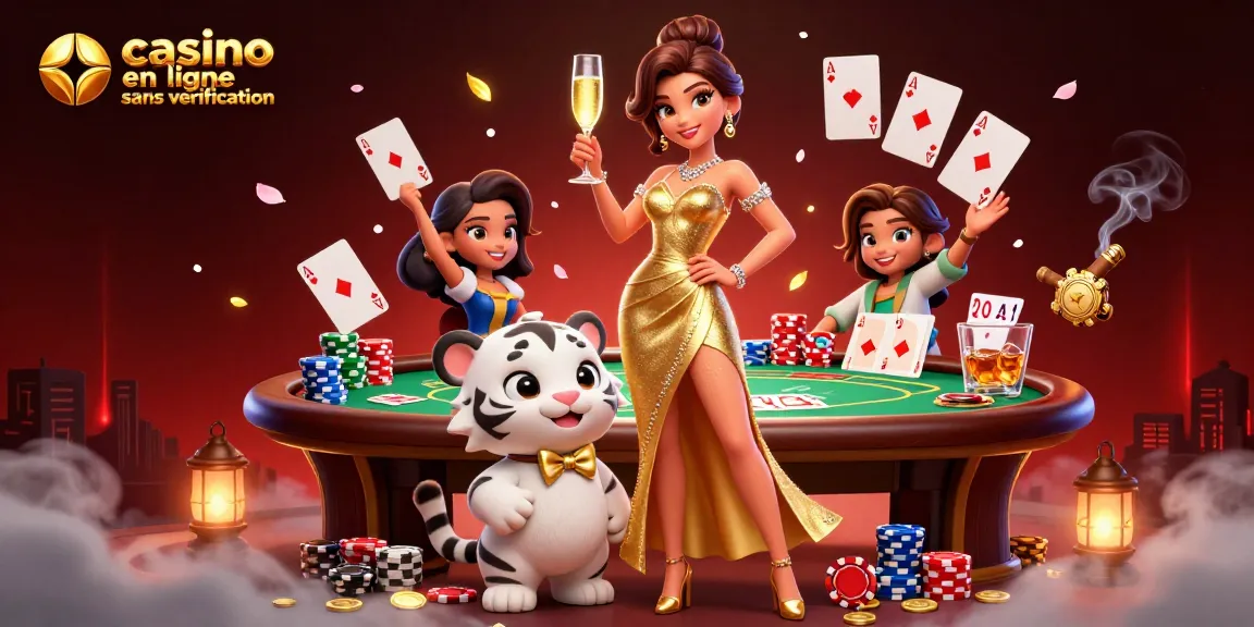 Vivez l'excitation d'un casino en ligne sans verification avec des visuels riches d'éléments de jeu et de personnages.