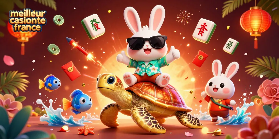 Jouer au meilleur casino en ligne France avec un lapin chanceux et une tortue dorée.