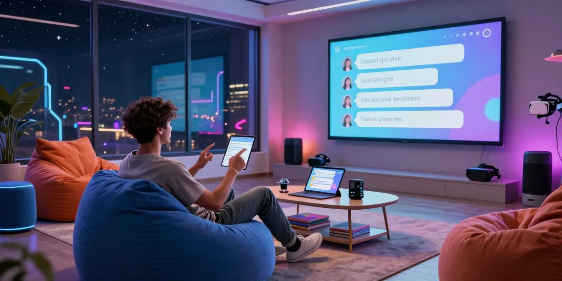 Experience engaging ai nsfw chat in a modern virtual lounge with futuristic ambiance and interactive elements.