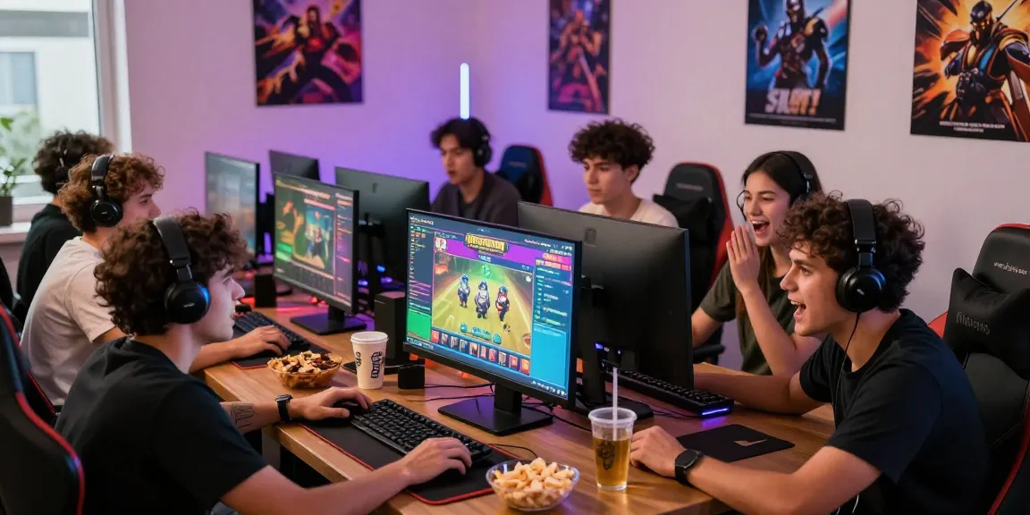 Engaged friends playing Spaceman slot online, showcasing excitement and colorful game interface.