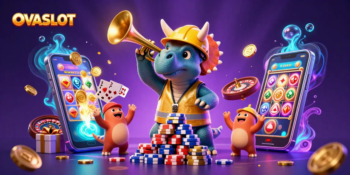 Experience winning spins at OVASLOT with vibrant slot machines and joyful celebration!