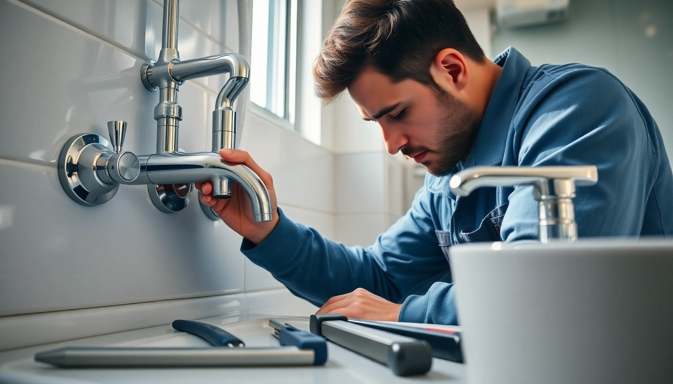 Techniker bei der Arbeit mit sanitärinstallationen von sonni sanitär GmbH in einem modernen Badezimmer.