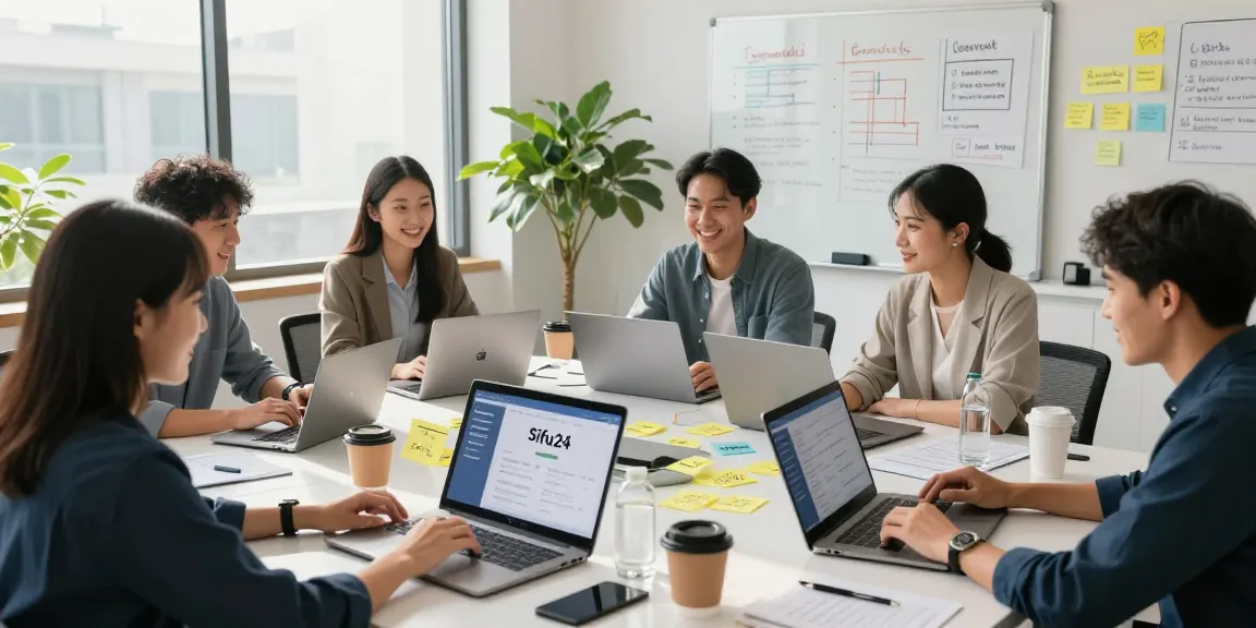Team collaboration at the Sifu24 platform office, showcasing service analytics and engagement.