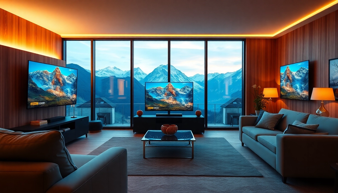 Enjoy high-quality entertainment with Suisse IPTV in a modern Swiss home cinema setting.
