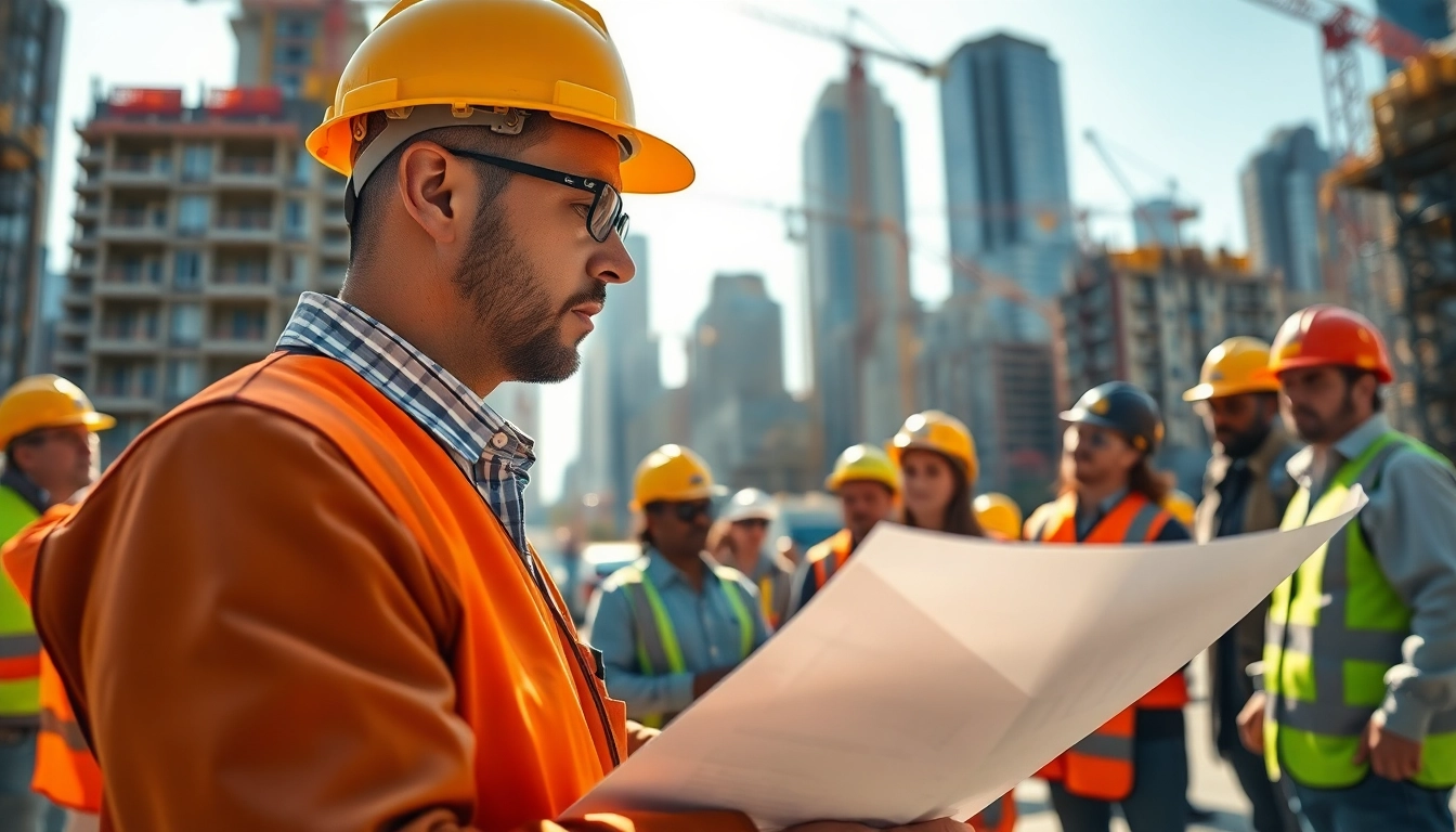 Focused New York Construction Manager coordinating efforts at a construction site.