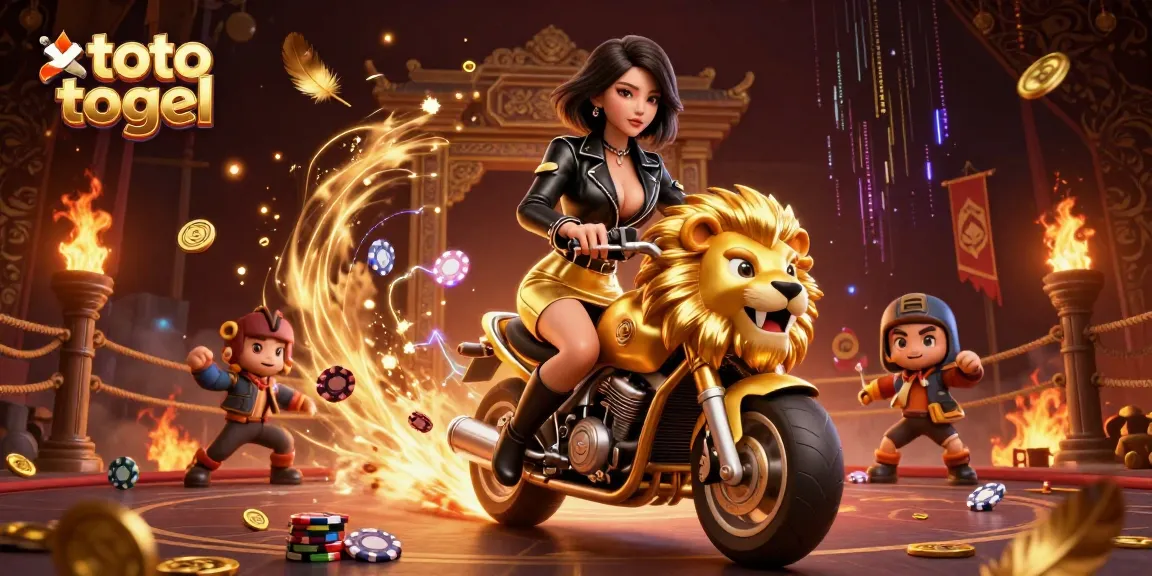 Rasakan kemenangan dengan toto togel sambil menaiki singa emas melalui pemandangan kasino yang mewah.