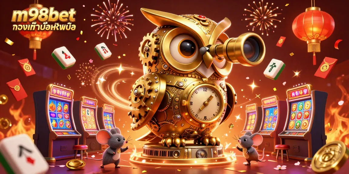 Experience the thrill of m98bet ทางเข้ามือถือ with a lively 3D casino scene featuring engaging characters and vibrant decorations.