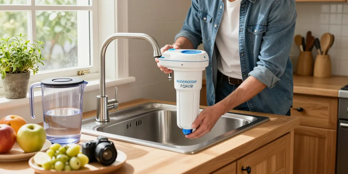 Installing the Waterdrop FQK1R, GXULQR Under Sink Replacement Filter in a bright kitchen