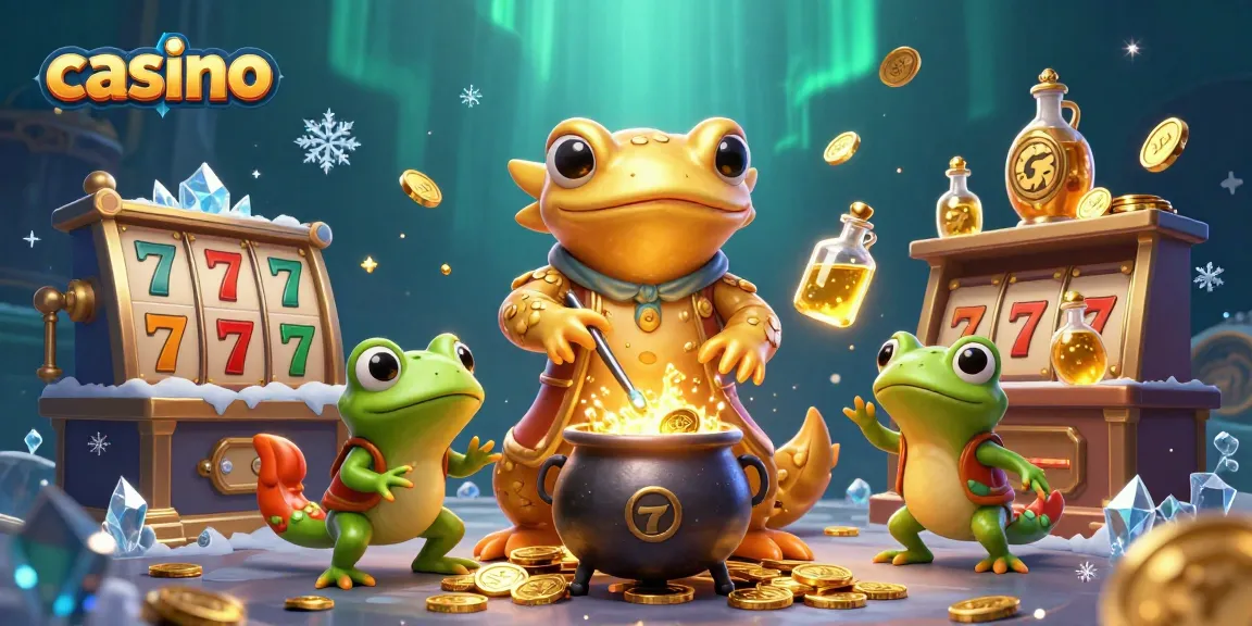 Join the casino with a golden salamander alchemist, producing gold coins in an animated scene.