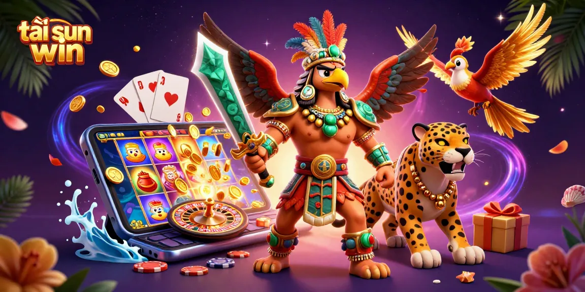 Experience thrilling gameplay with tải sun win showcasing dynamic 3D characters and casino elements.