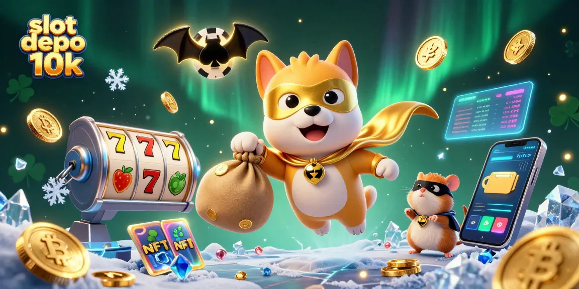 Experience thrilling adventures with slot depo 10k in this cinematic illustration featuring a superhero dog.