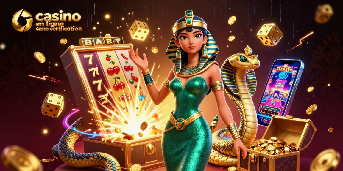 Découvrez l'excitation du jeu au casino en ligne sans vérification avec des visuels époustouflants de jackpots et d'éléments palpitants.