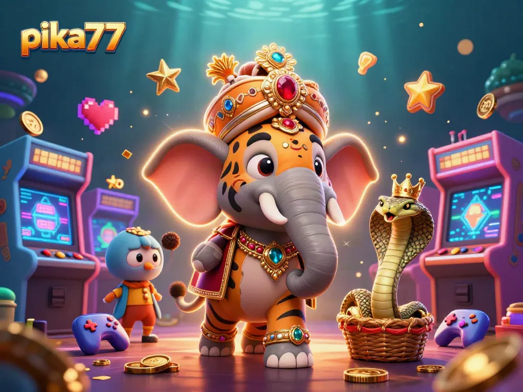Engage with exciting gameplay at pika77, featuring colorful arcade elements and a royal maharaja theme.