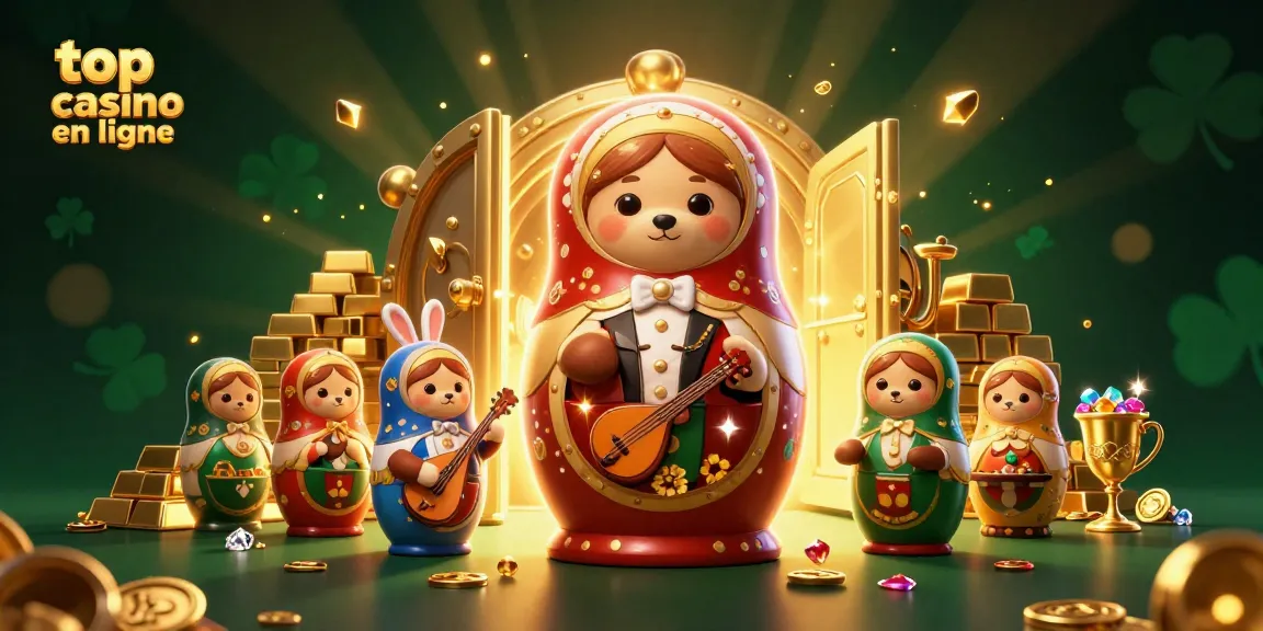 Jouez au top casino en ligne avec une illustration 3D capturant des personnages de casino animés dans un monde coloré et riche.