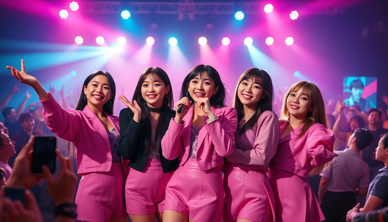 Dynamic concert scene featuring the blackpink members in action showcasing their charisma.