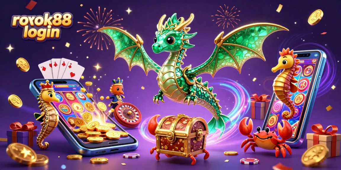 Engage in thrilling gaming with rokok88 login featuring a vibrant sea dragon and exciting casino elements.